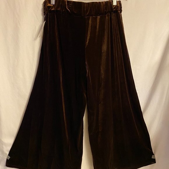 Vivendi Brown Velour Wide Leg Capri/Pants Size L NWT~Holidays~Special Occasions~ - Picture 2 of 9